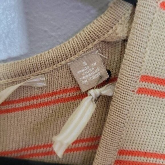 Anthropologie Y2K Wool Blend Sweater Dress Beige Orange Knit Dress S Womens - Picture 6 of 8